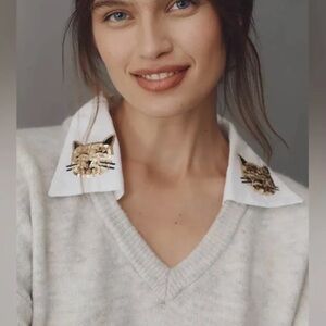 Maeve Embroidered V-Neck Sweater